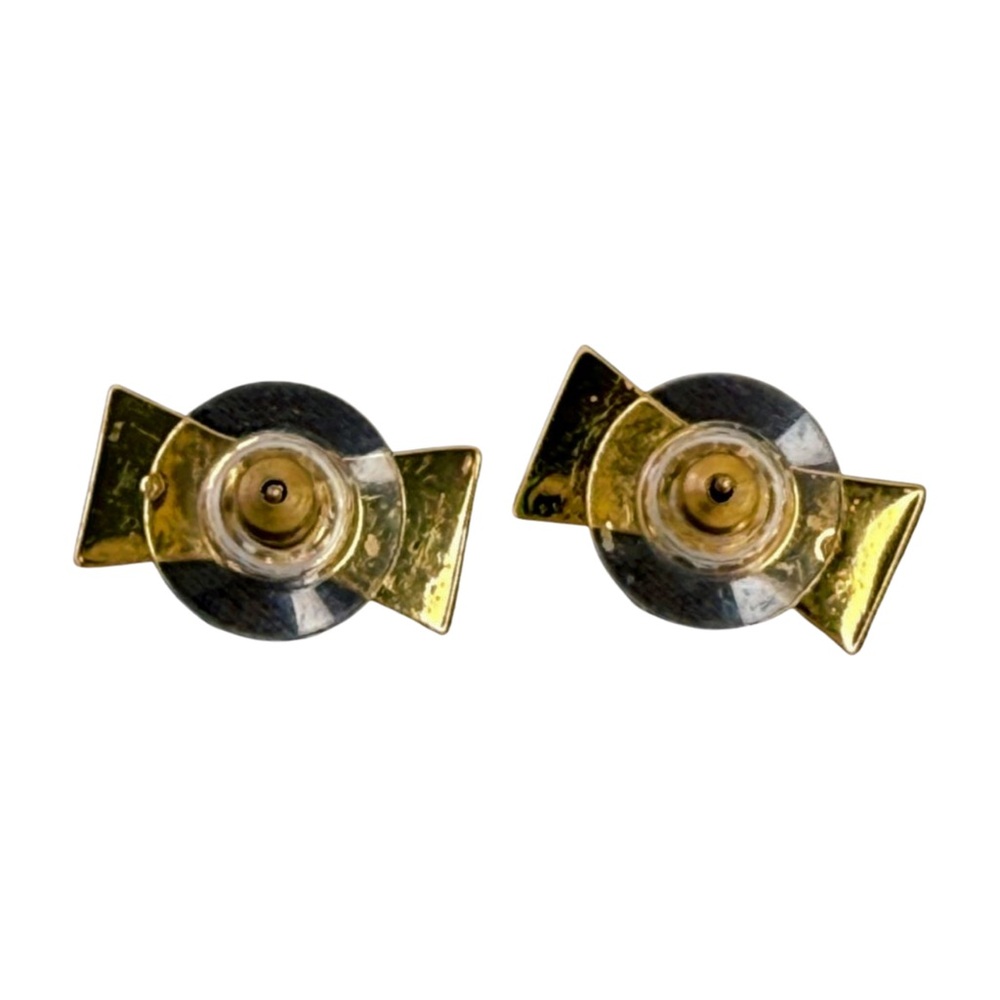 Kate Spade Gold Tone and Cream Enamel Bow Stud Earrings - Picture 5 of 5